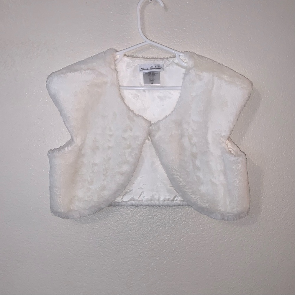 Jona Michelle White Faux Fur Vest Dressy School Church Formal